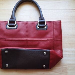 Tignanello "Perfect Pockets" Mini Tote Handbag With Feet Red and Brown